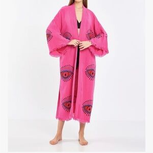 Hand Crafted Pink Eye Motif Women's Robe